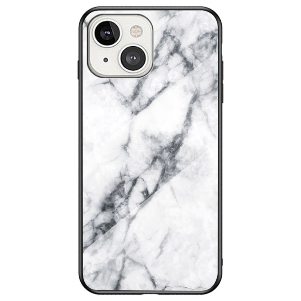 Herdet Glass Deksel iPhone 14 Plus hvit marmor