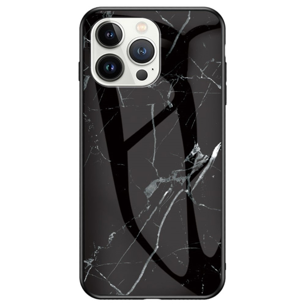 Herdet Glass Deksel iPhone 14 Pro Max svart marmor