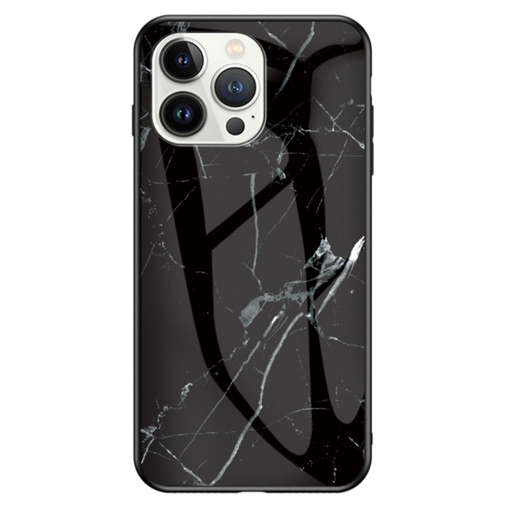 Herdet Glass Deksel iPhone 14 Pro svart marmor