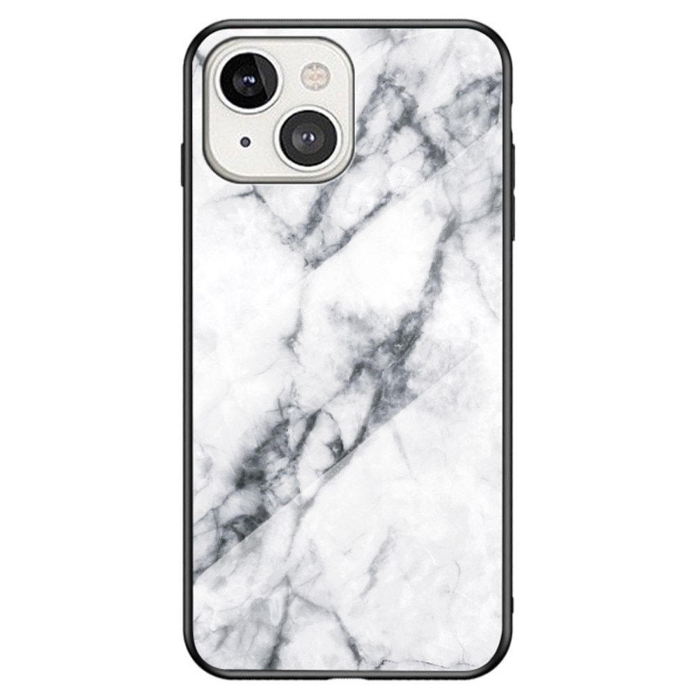 Herdet Glass Deksel iPhone 14 hvit marmor