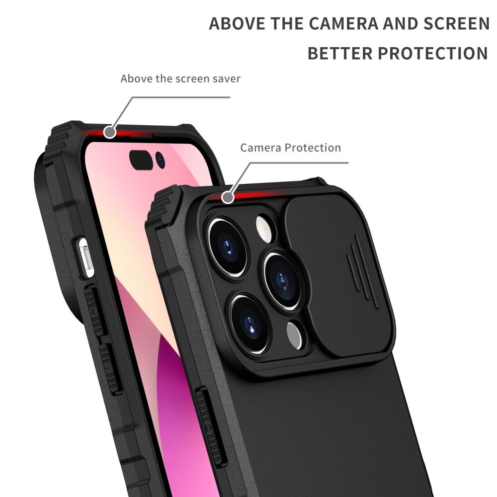 iPhone 14 Pro Kickstand Deksel kamerabeskyttelse Svart