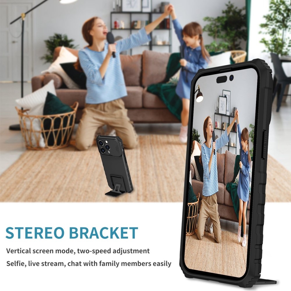 iPhone 14 Pro Kickstand Deksel kamerabeskyttelse Svart