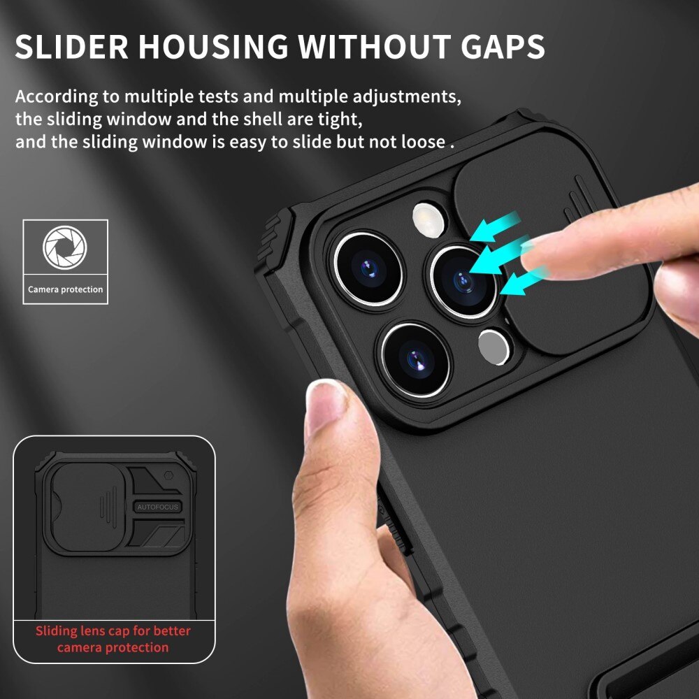 iPhone 14 Pro Kickstand Deksel kamerabeskyttelse Svart