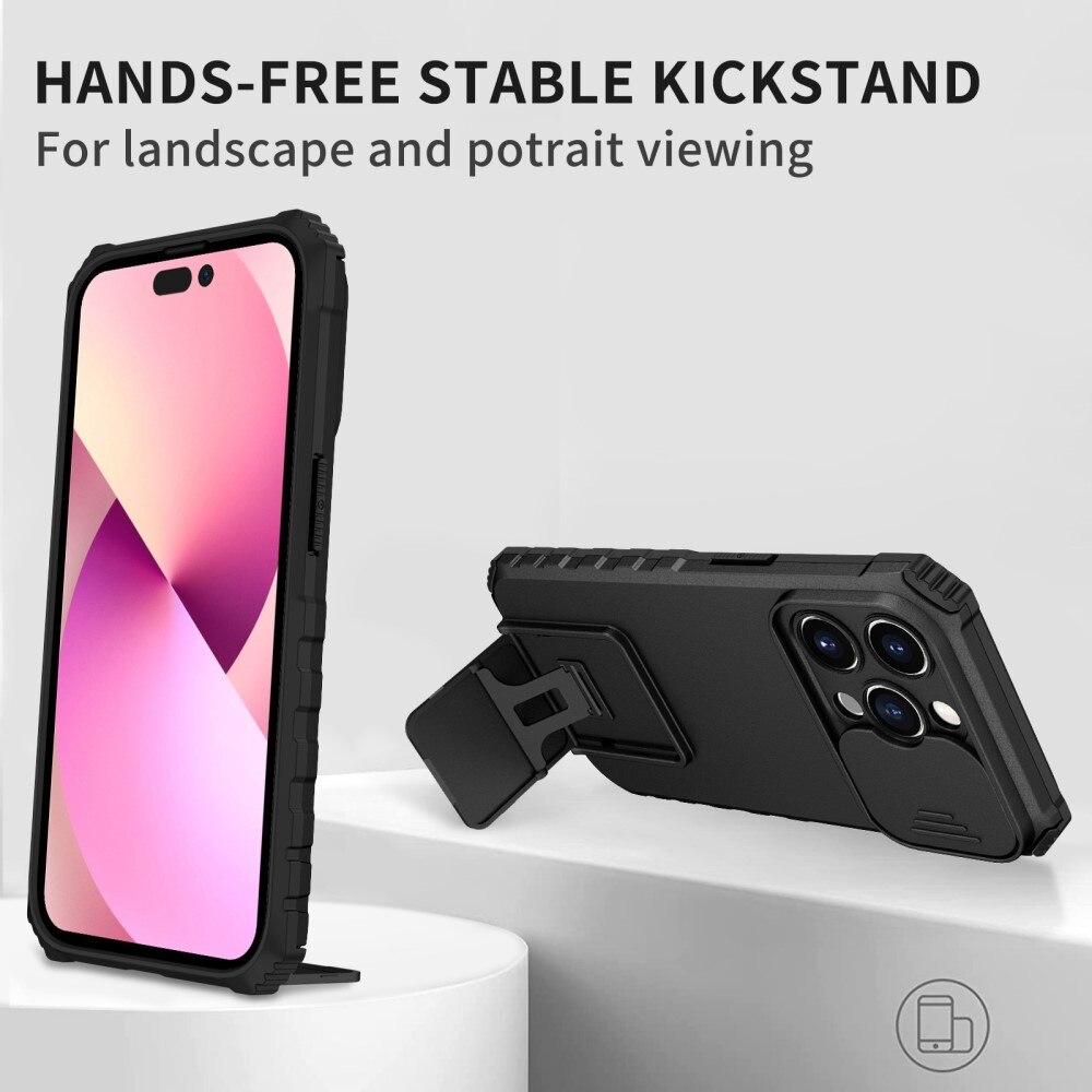 iPhone 14 Pro Kickstand Deksel kamerabeskyttelse Svart