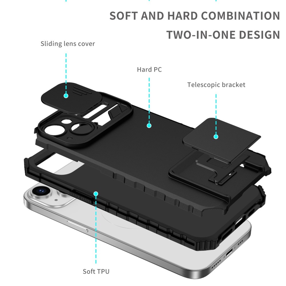 iPhone 14 Kickstand Deksel kamerabeskyttelse svart