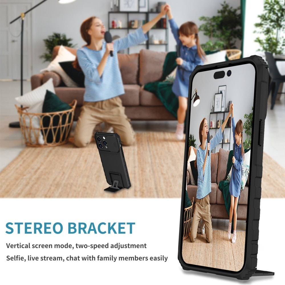 iPhone 14 Pro Max Kickstand Deksel kamerabeskyttelse Svart