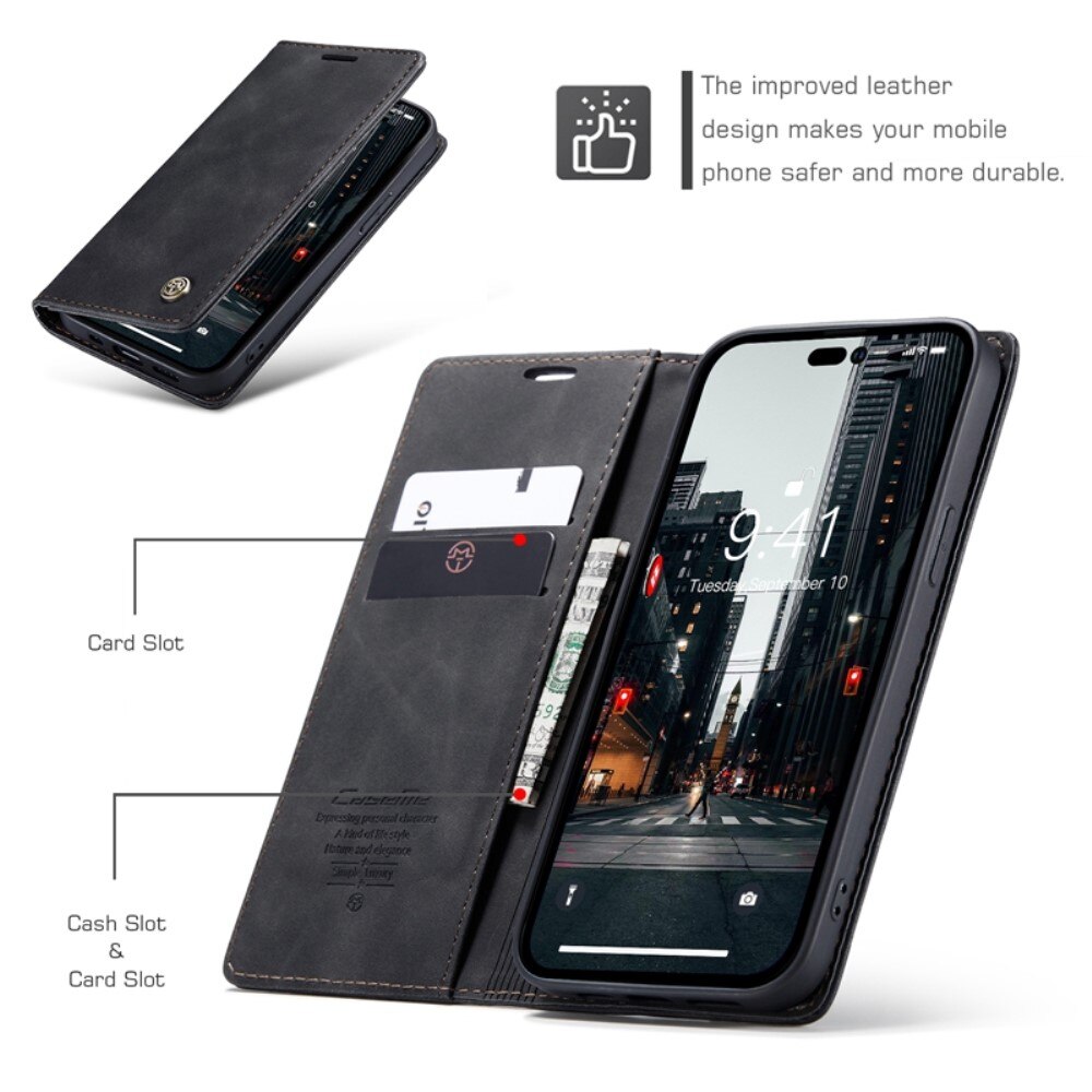 Slim Lommebokveske iPhone 14 Pro Max Svart