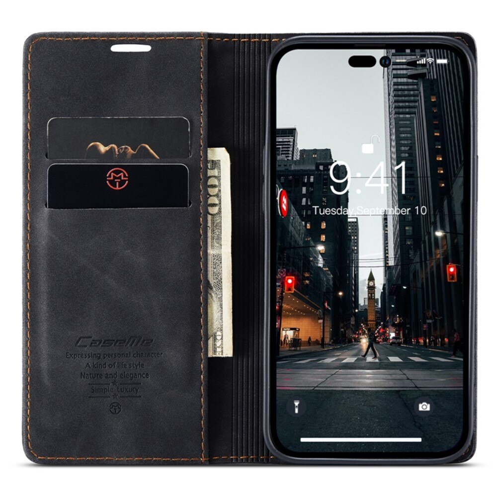 Slim Lommebokveske iPhone 14 Pro Max Svart