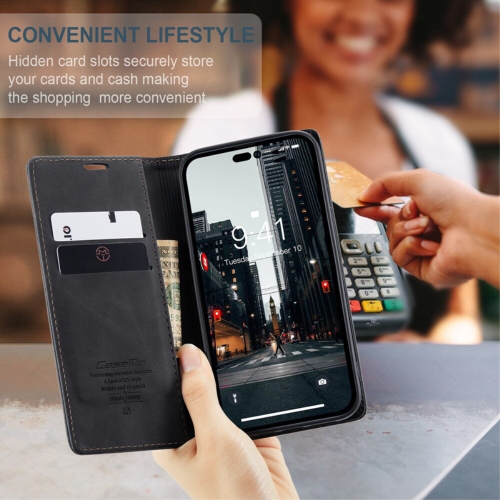 Slim Lommebokveske iPhone 14 Pro Max Svart