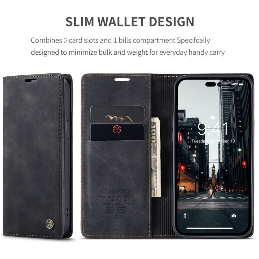 Slim Lommebokveske iPhone 14 Pro Max Svart