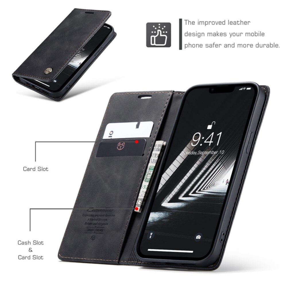 Slim Lommebokveske iPhone 14 Plus Svart