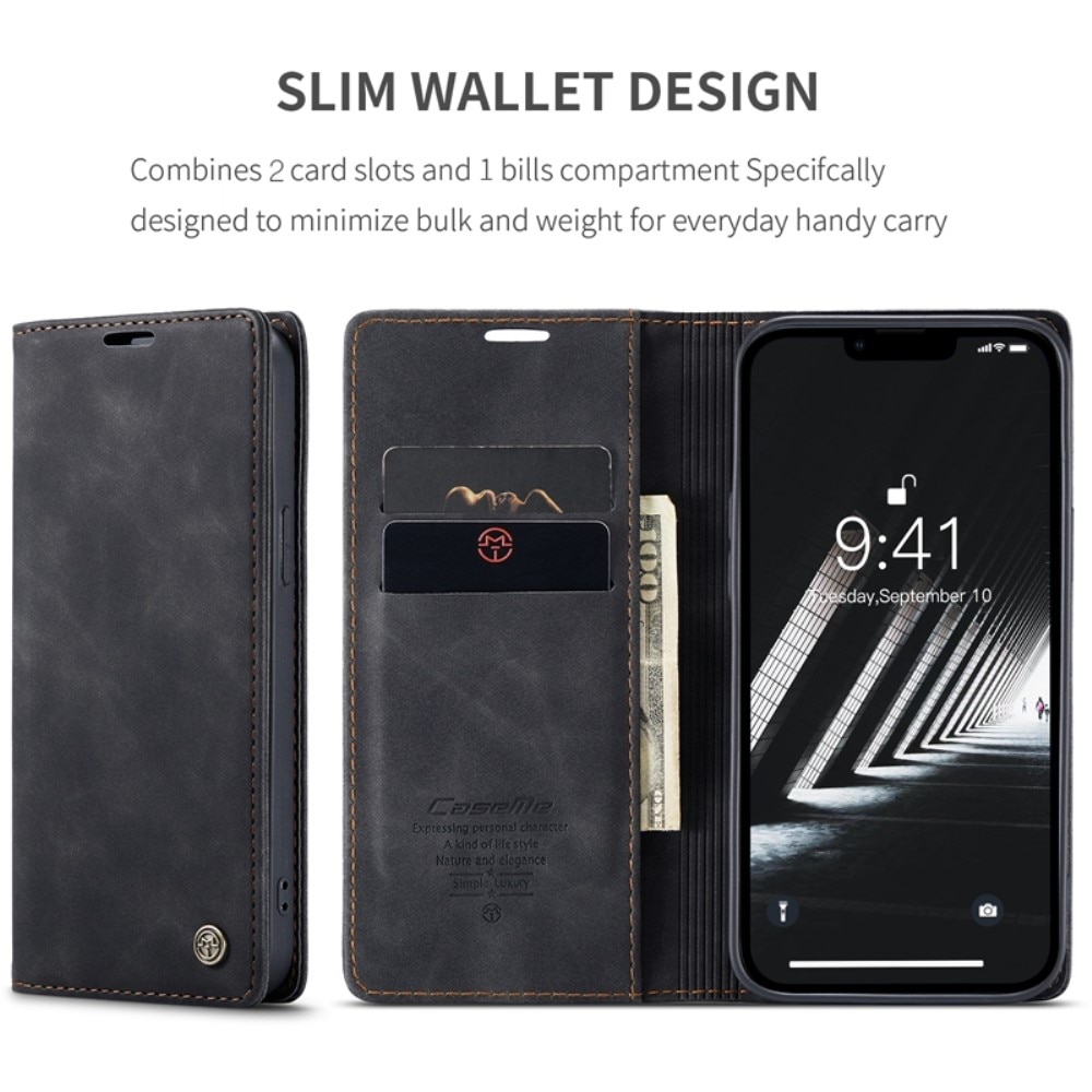 Slim Lommebokveske iPhone 14 svart