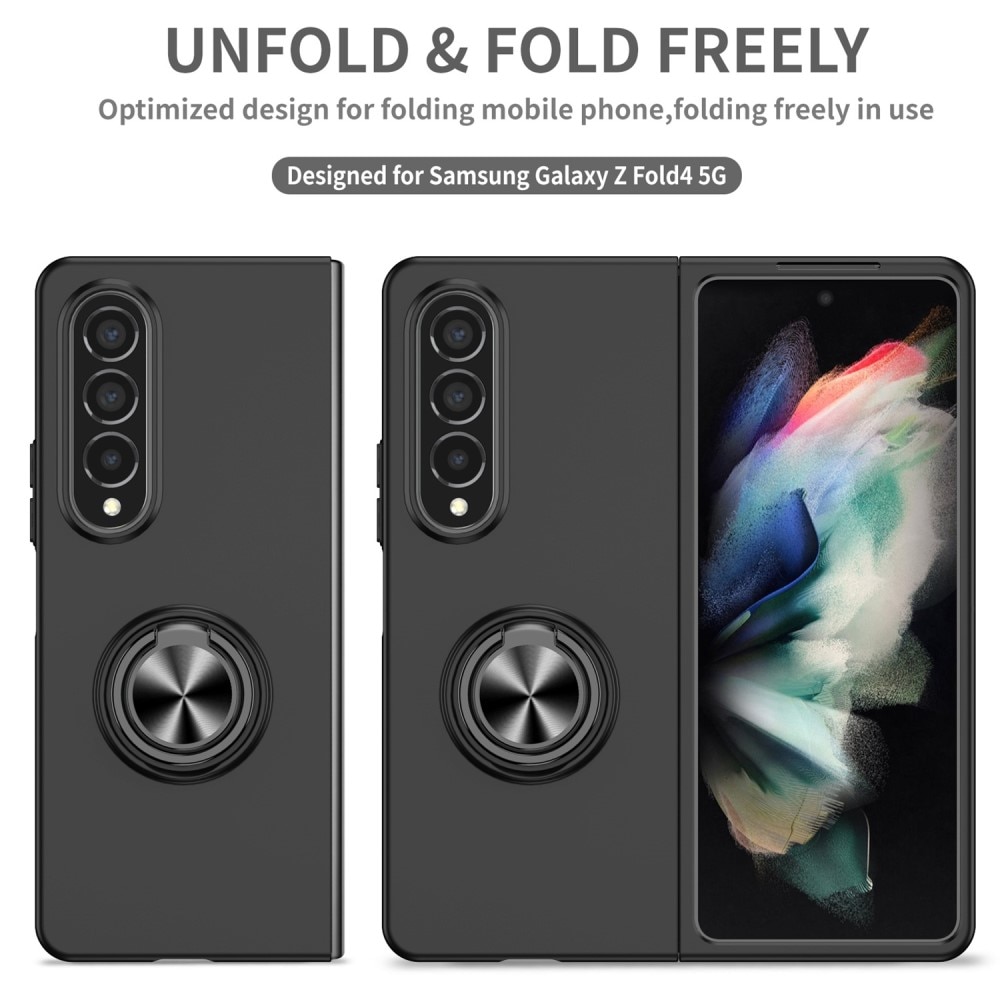 Samsung Galaxy Z Fold 4 Deksel magnetisk ringholder svart