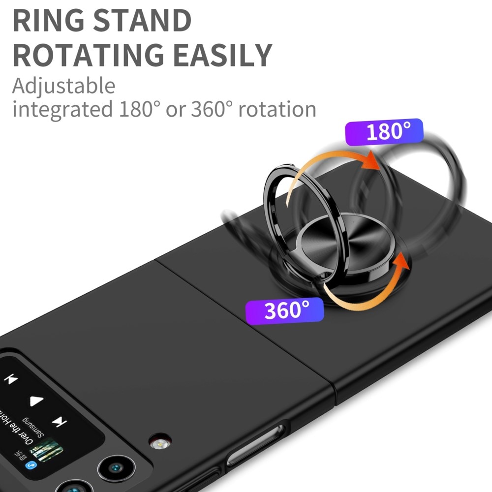 Samsung Galaxy Z Flip 4 Deksel magnetisk ringholder svart