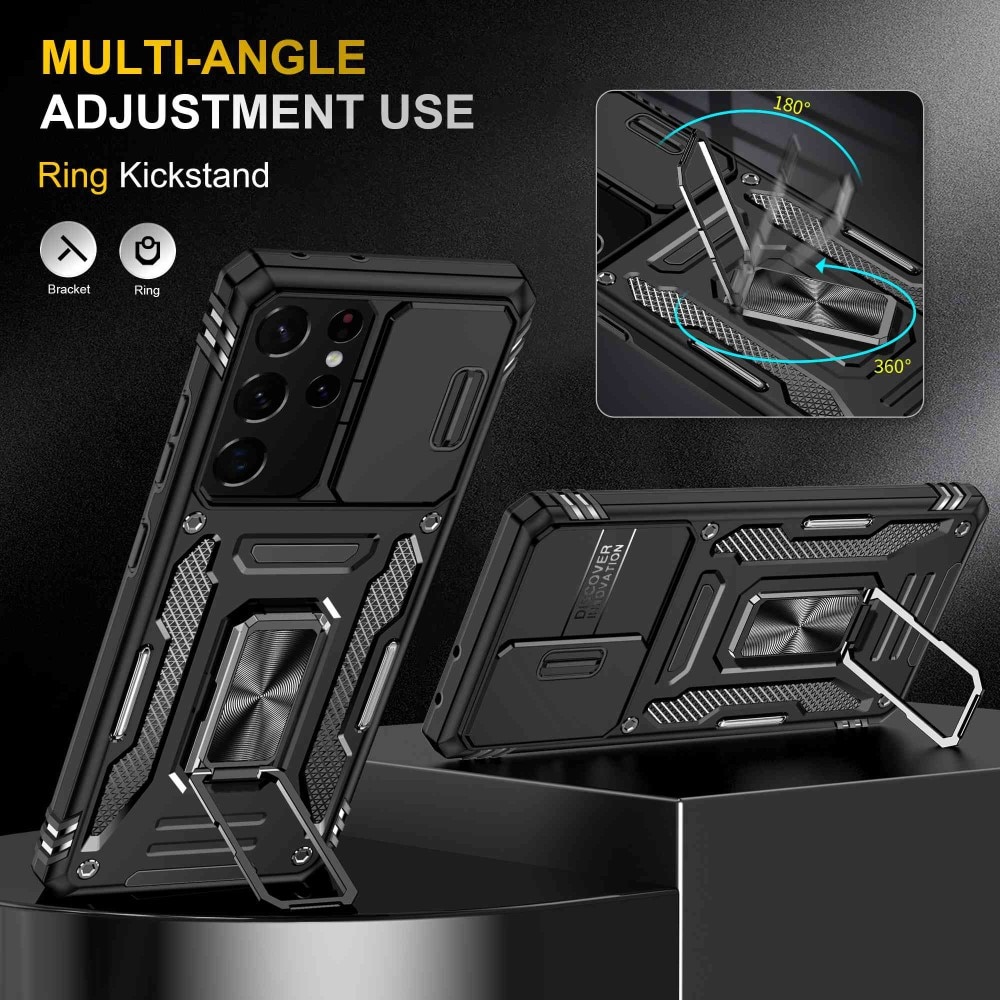 Hybriddeksel Tech Ring+Kamerabeskyttelse Samsung Galaxy S21 Ultra svart