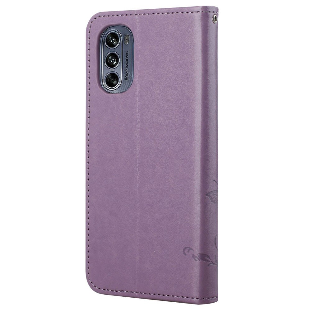 Lærveske Sommerfugler Motorola Moto G62 Lilla
