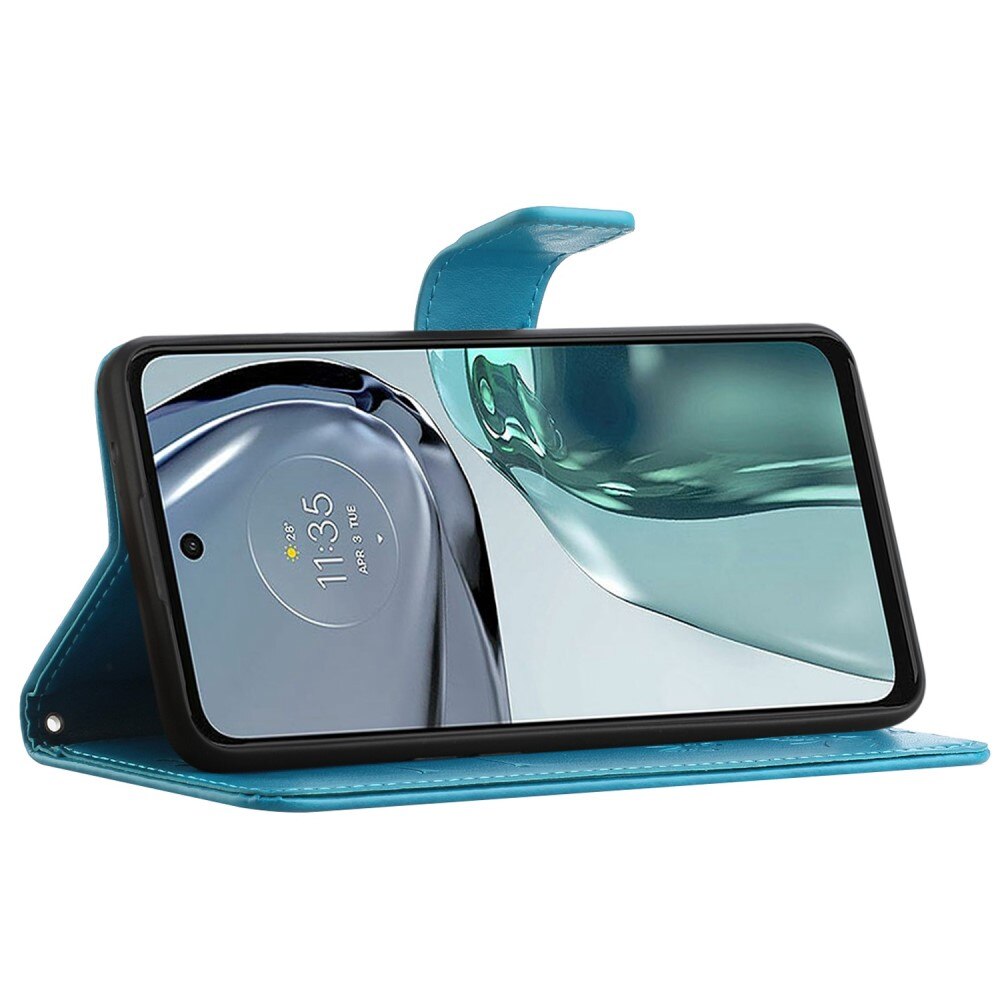 Lærveske Sommerfugler Motorola Moto G62 Blå