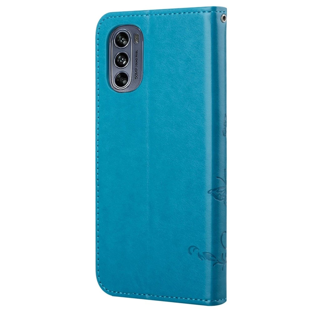 Lærveske Sommerfugler Motorola Moto G62 Blå