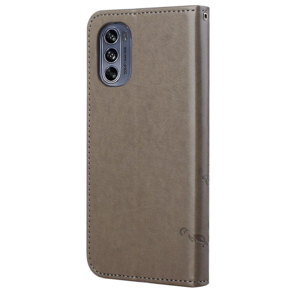 Lærveske Sommerfugler Motorola Moto G62 Grå