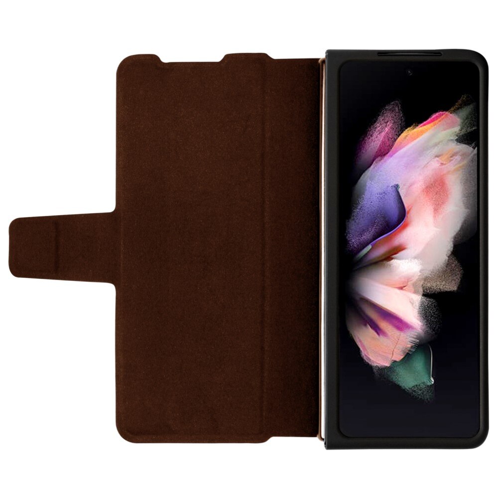 Leather Case with Pen Slot Samsung Galaxy Z Fold 4 brun