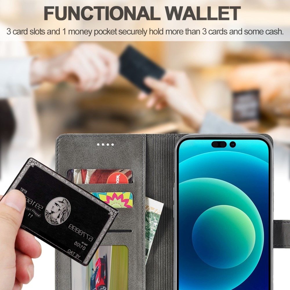 Lommebokdeksel iPhone 14 grå