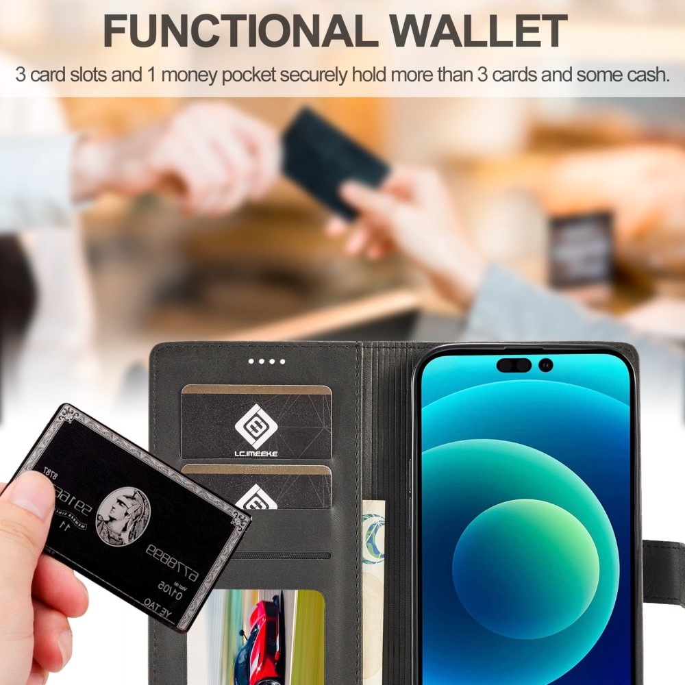 Lommebokdeksel iPhone 14 Pro svart