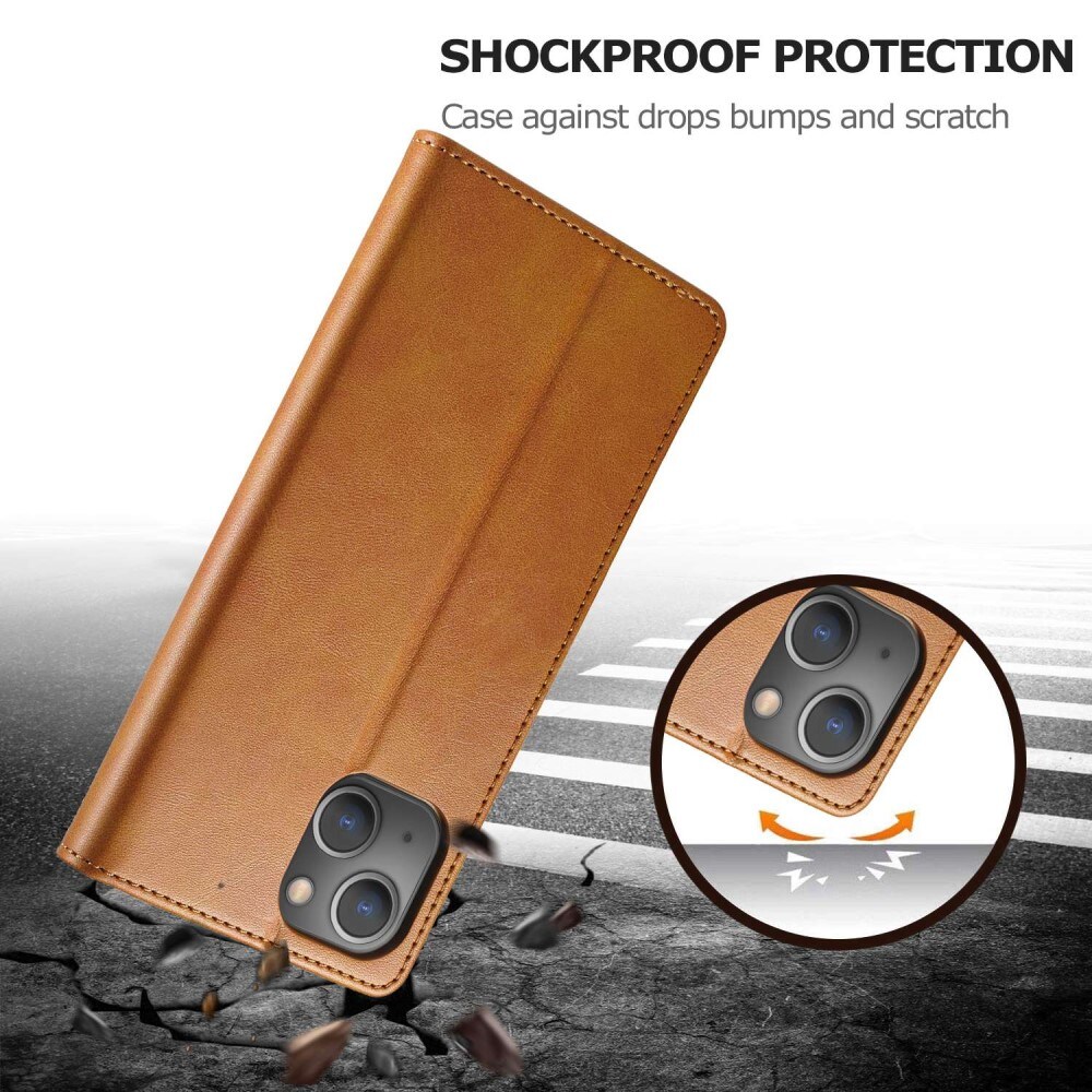 Lommebokdeksel iPhone 14 Plus cognac