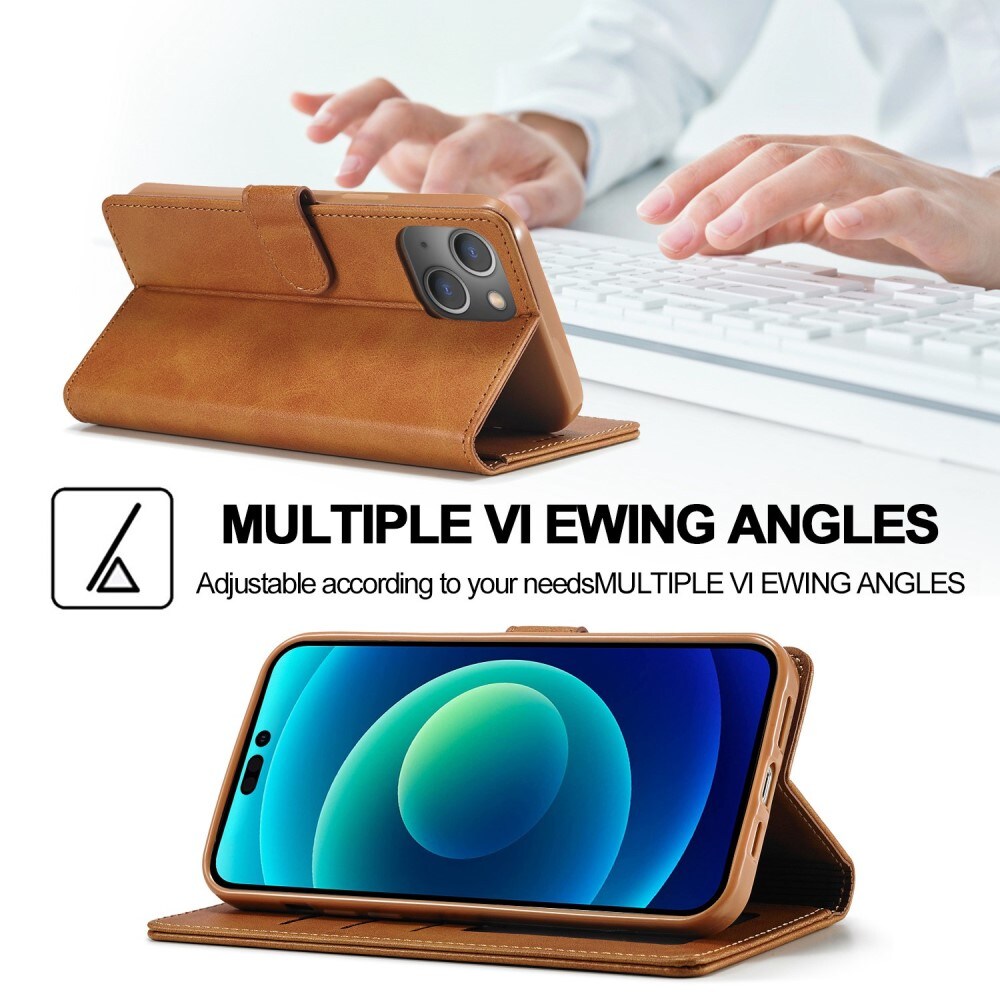 Lommebokdeksel iPhone 14 Plus cognac