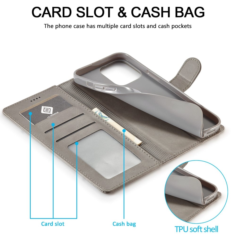 Lommebokdeksel iPhone 14 Pro Max grå