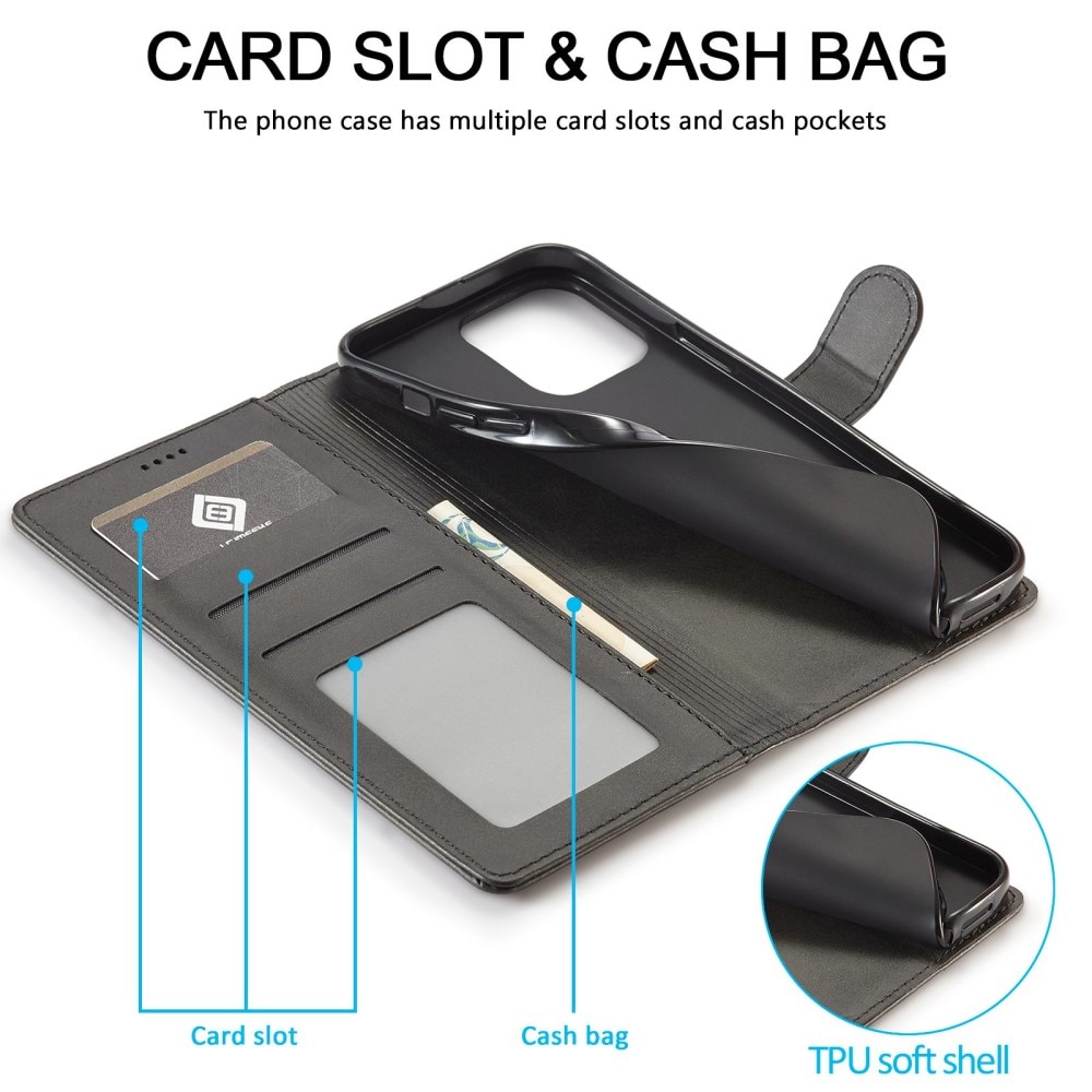 Lommebokdeksel iPhone 14 Pro Max mørk grå