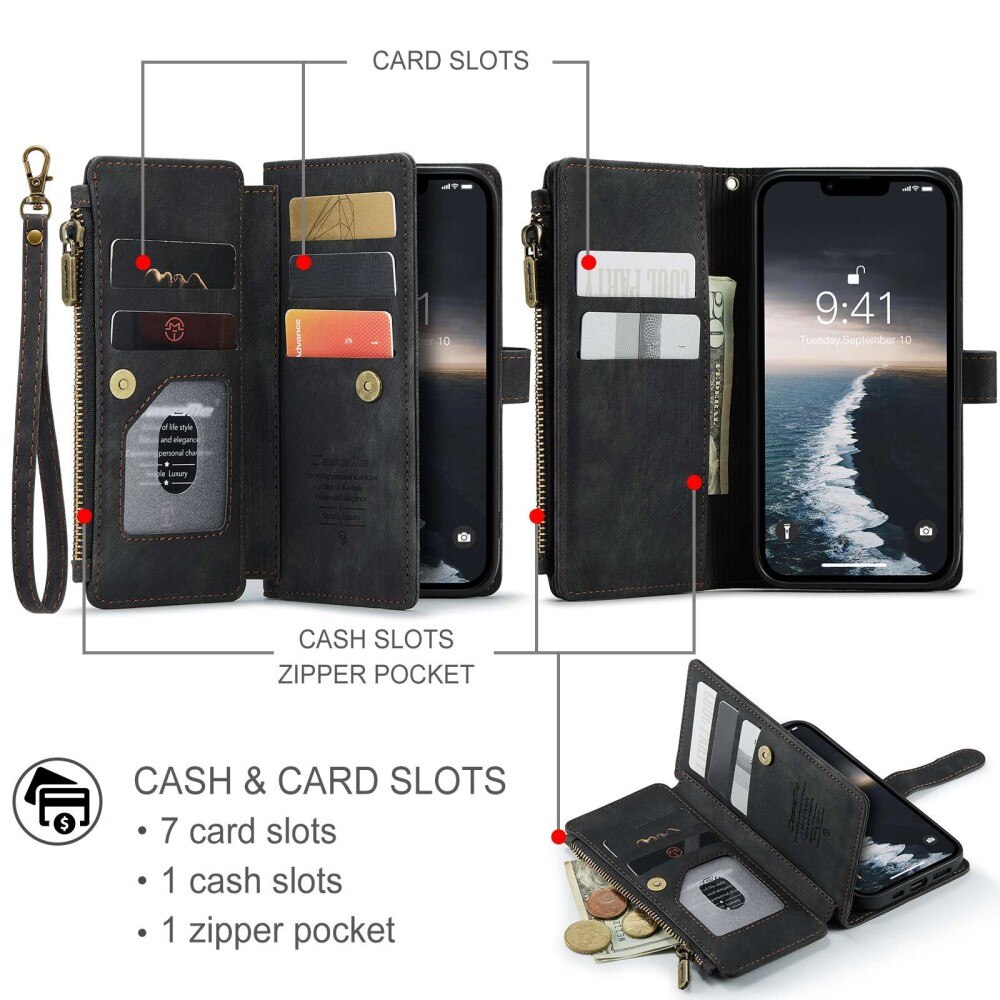 Zipper Wallet iPhone 14 svart