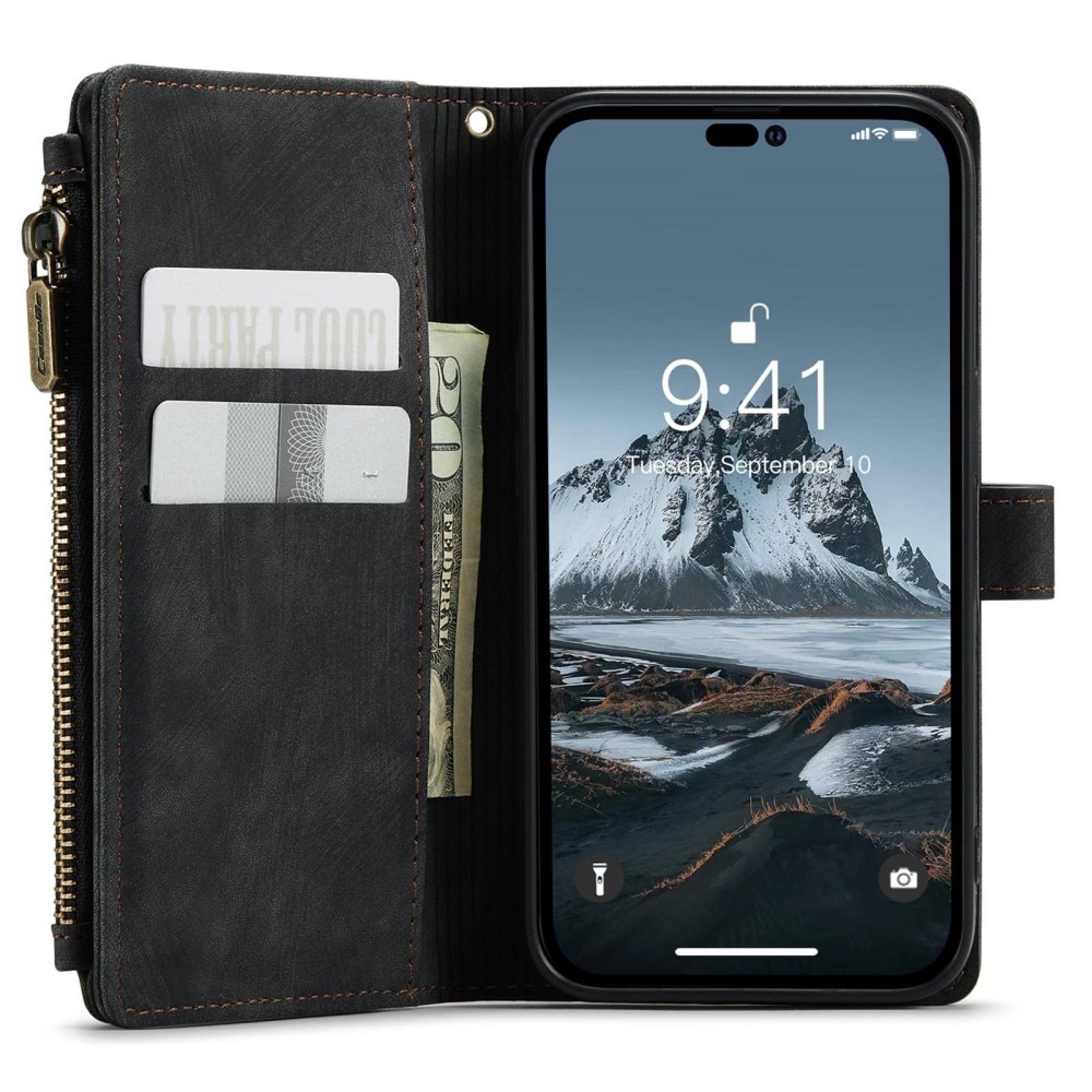 Zipper Wallet iPhone 14 Pro Svart