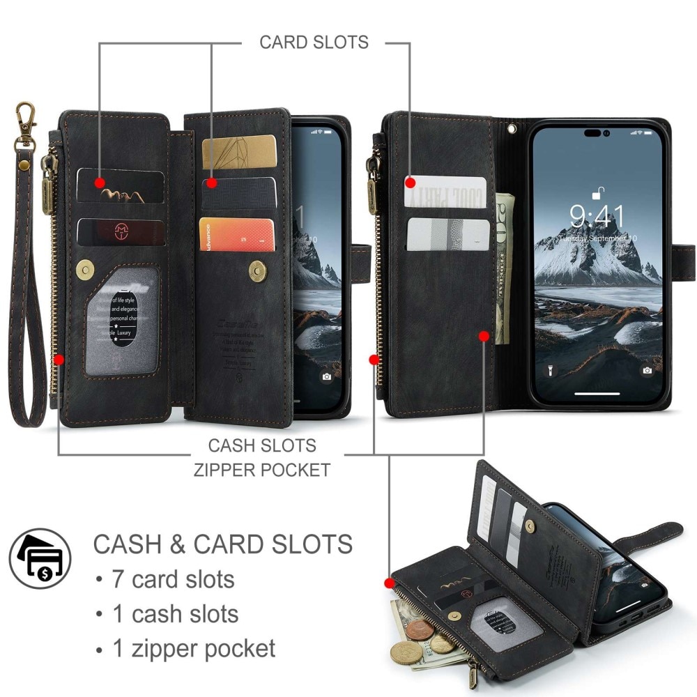 Zipper Wallet iPhone 14 Pro svart