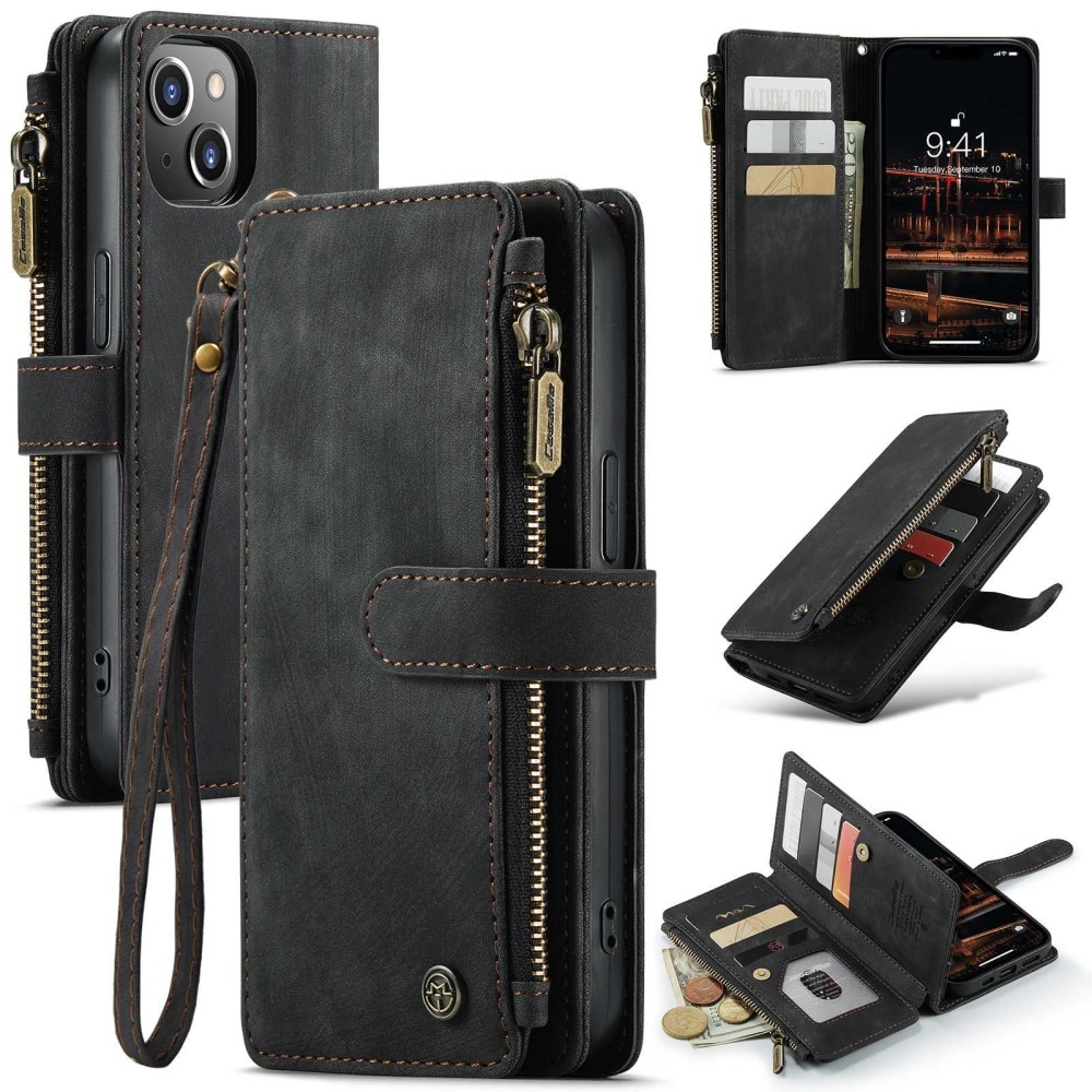 Zipper Wallet Apple iPhone 14 Plus Svart