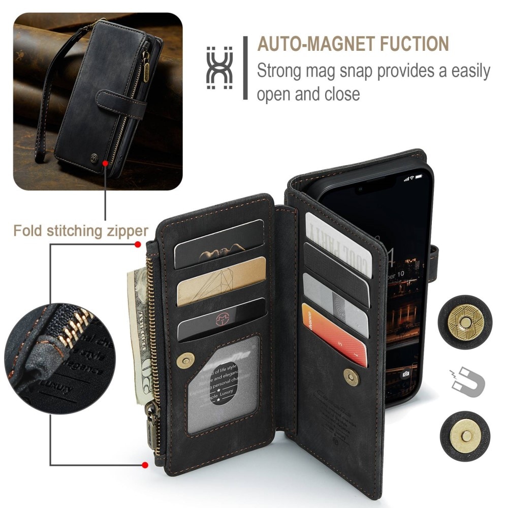 Zipper Wallet Apple iPhone 14 Plus Svart
