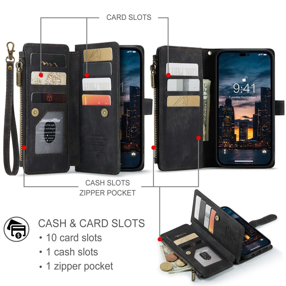 Zipper Wallet iPhone 14 Pro Max svart