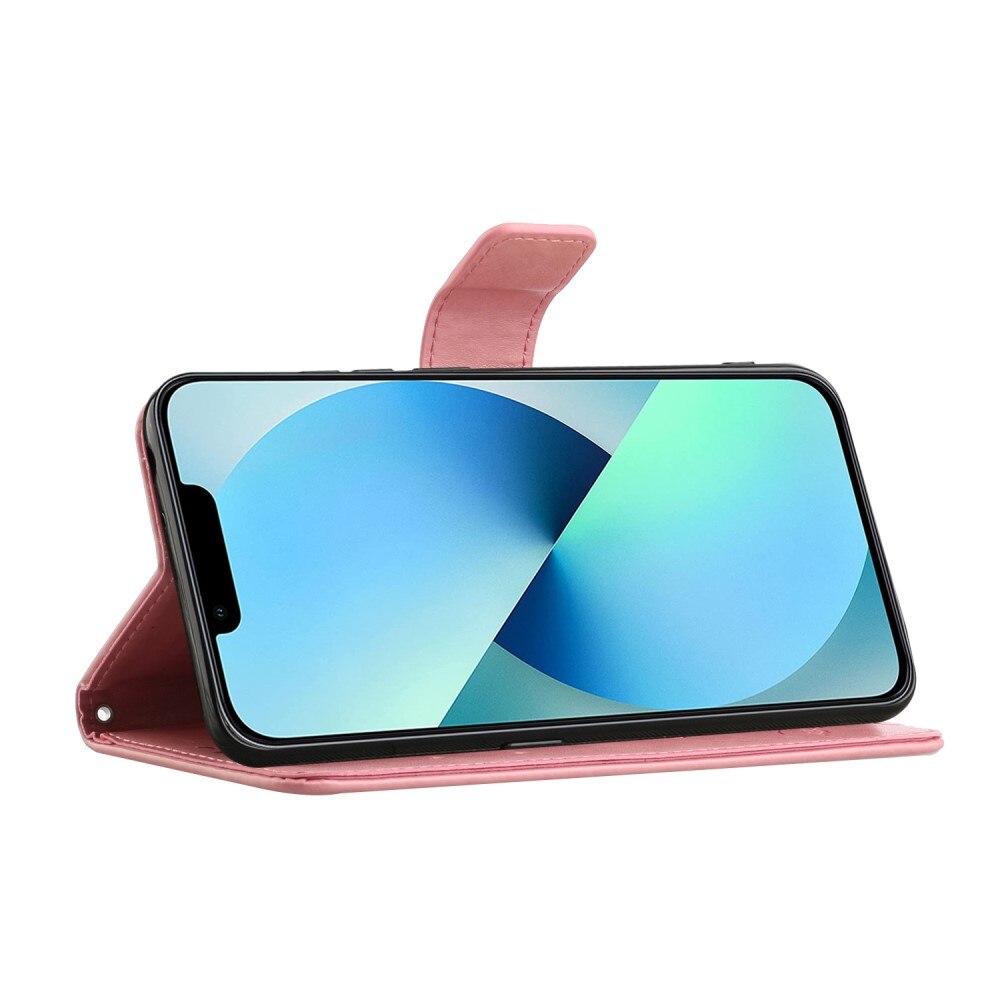 Lærveske Sommerfugler Apple iPhone 14 Rosa