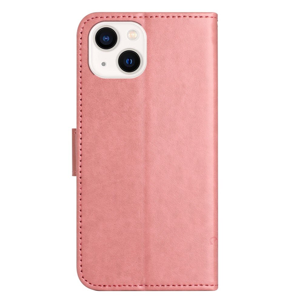 Lærveske Sommerfugler Apple iPhone 14 Rosa