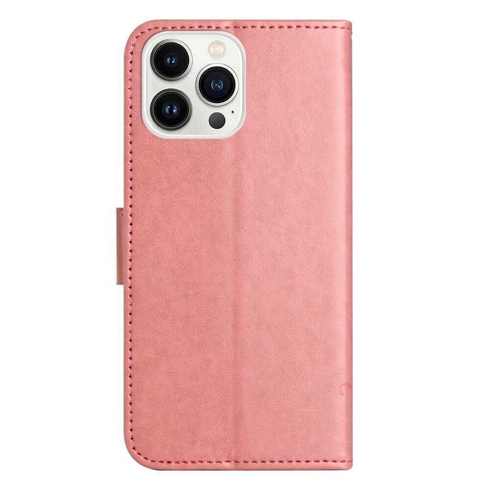 Lærveske Sommerfugler Apple iPhone 14 Pro Rosa