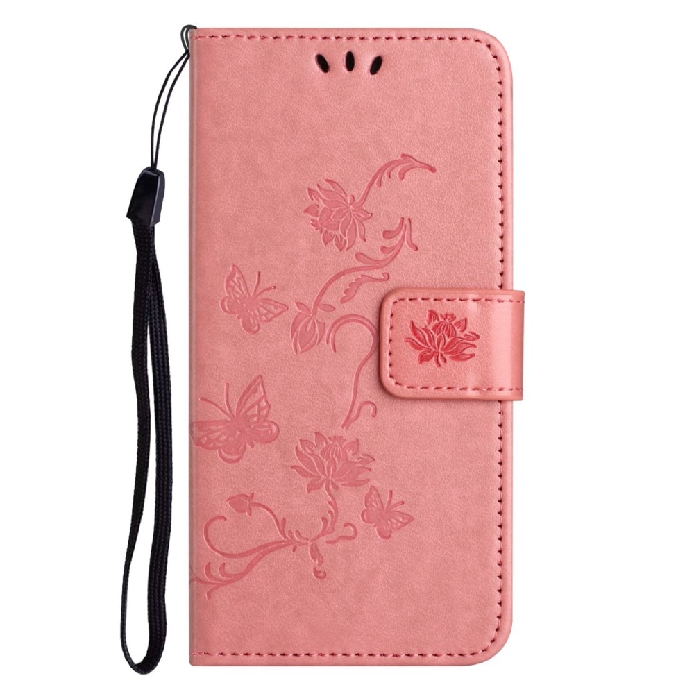 Lærveske Sommerfugler iPhone 14 Plus rosa