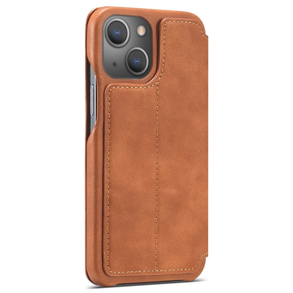 Slim Lommebokdeksel iPhone 14 cognac