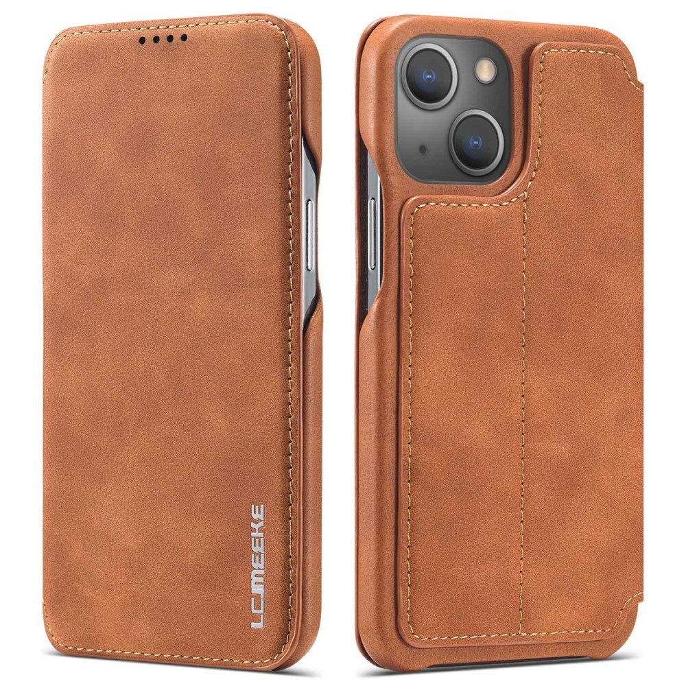 Slim Lommebokdeksel iPhone 14 cognac