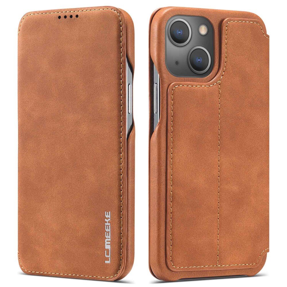 Slim Lommebokdeksel iPhone 14 Plus cognac