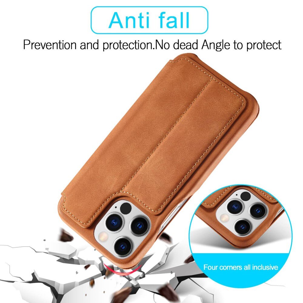 Slim Lommebokdeksel iPhone 14 Pro cognac