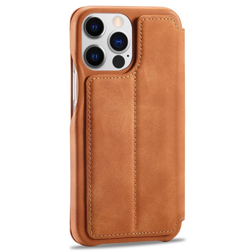 Slim Lommebokdeksel iPhone 14 Pro Max cognac