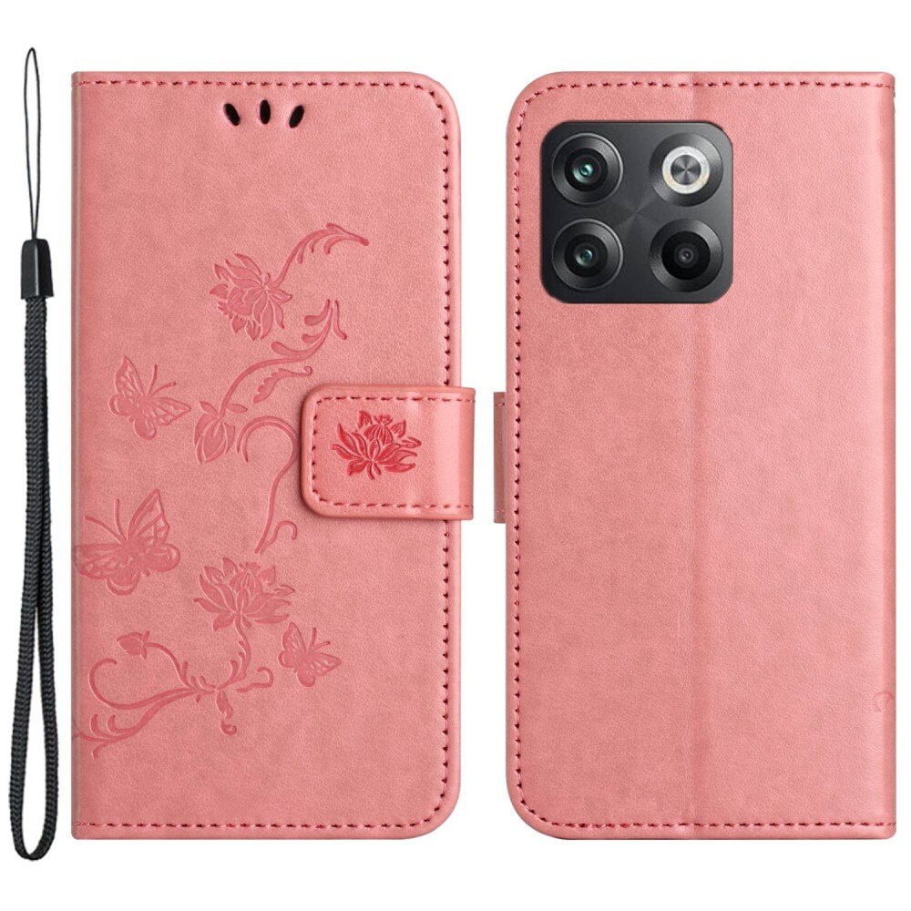 Lærveske Sommerfugler  OnePlus 10T Rosa