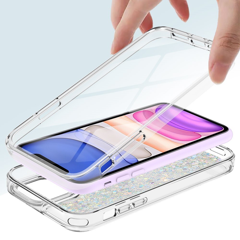 Full Protection Glitter Powder TPU Case iPhone 11 sølv
