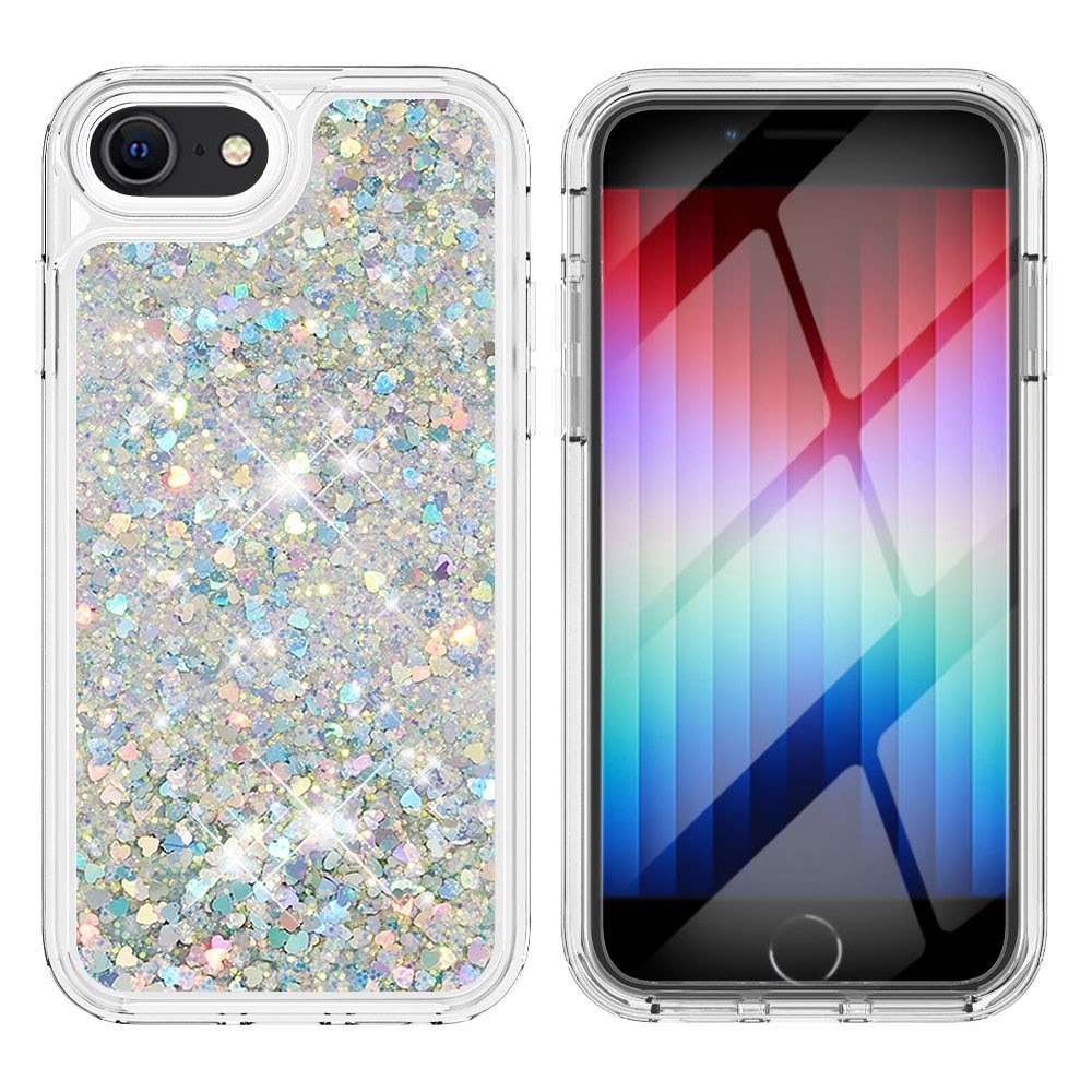 Full Protection Glitter Powder TPU Case iPhone 7/8/SE sølv