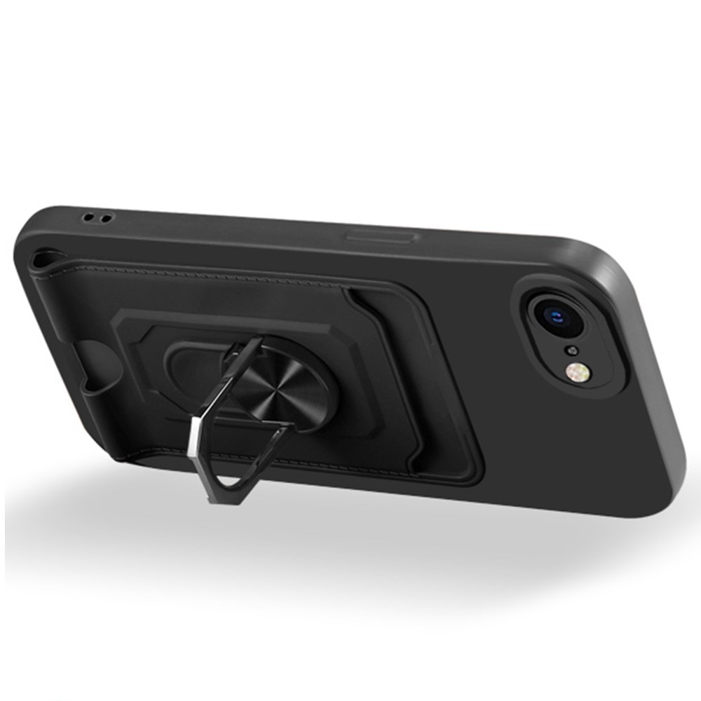 TPU Deksel Ring+Kortholder+Halskjede iPhone SE (2022) svart