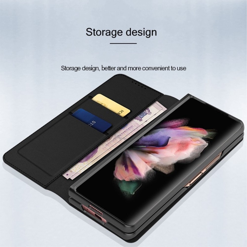 Ekte Lærveske Samsung Galaxy Z Fold 4 svart